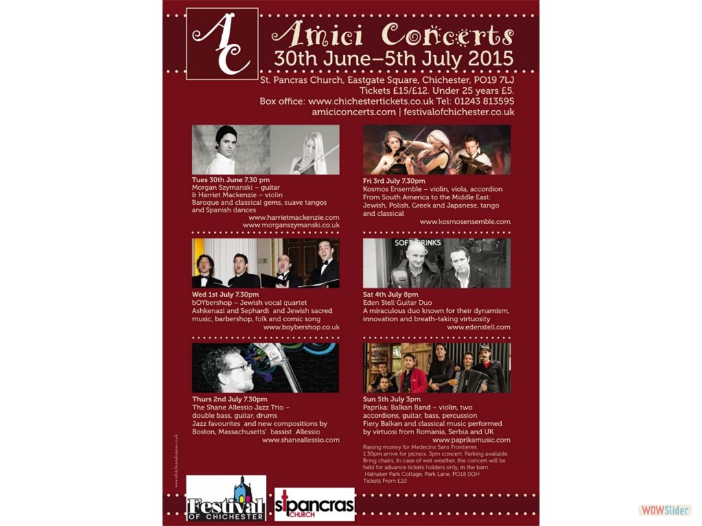 Amici Concerts Poster 2015